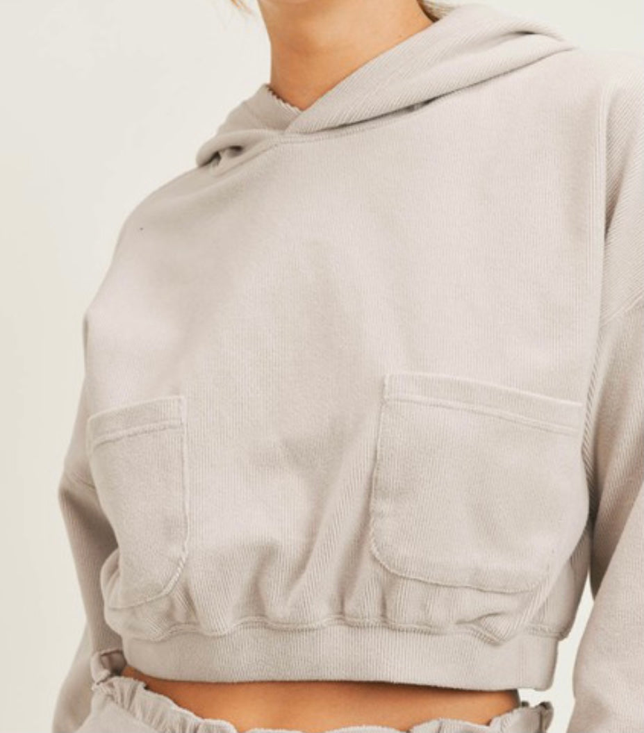 Ribbed Pocket Hoodie